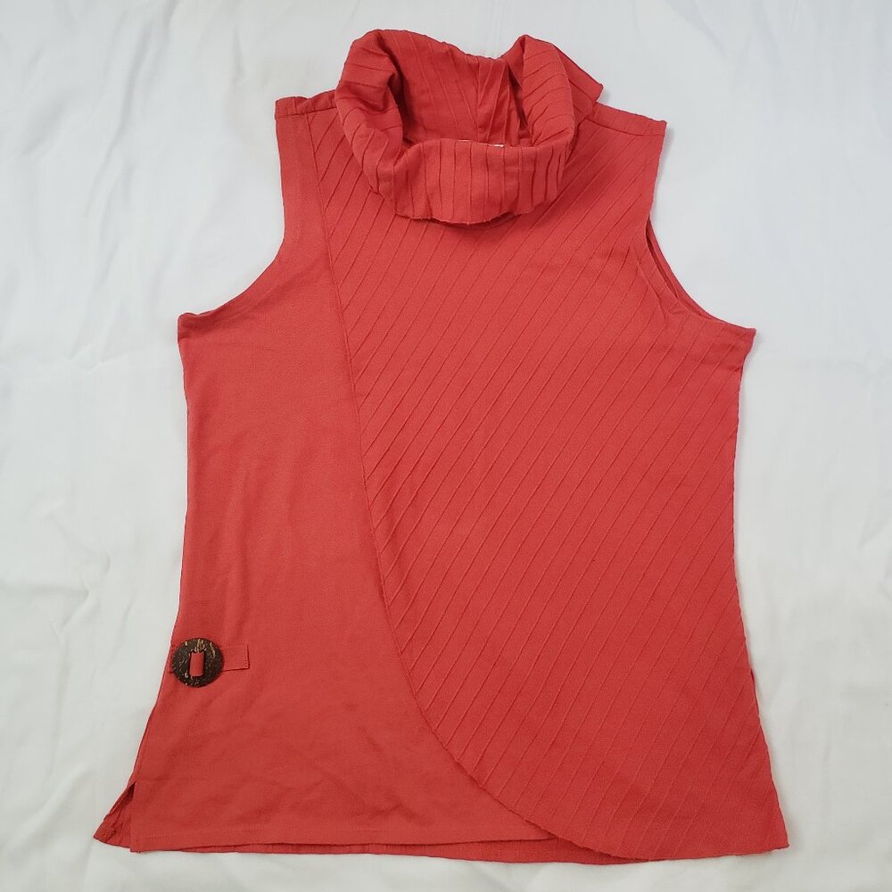 Neon Buddha Size S casual Sleeveless Turtleneck Wrap Tank top Orange S